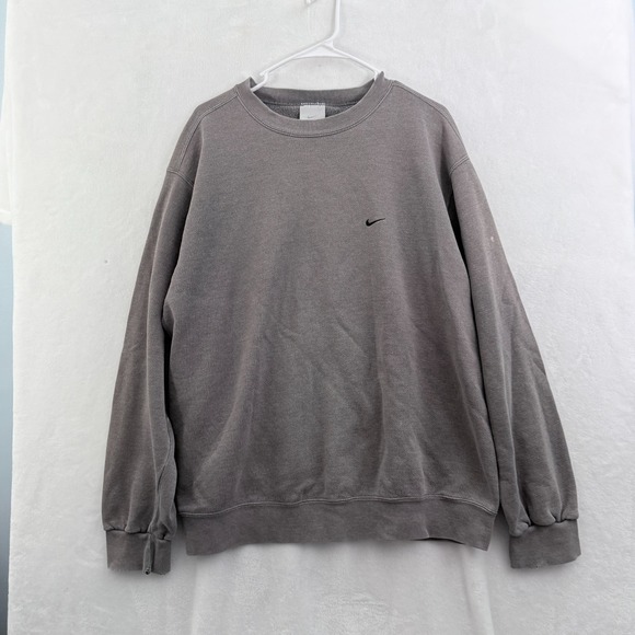 Nike Other - Vintage Nike Sweatshirt Mens L Gray Mini Swoosh Logo Embroidered Fleece Pullover